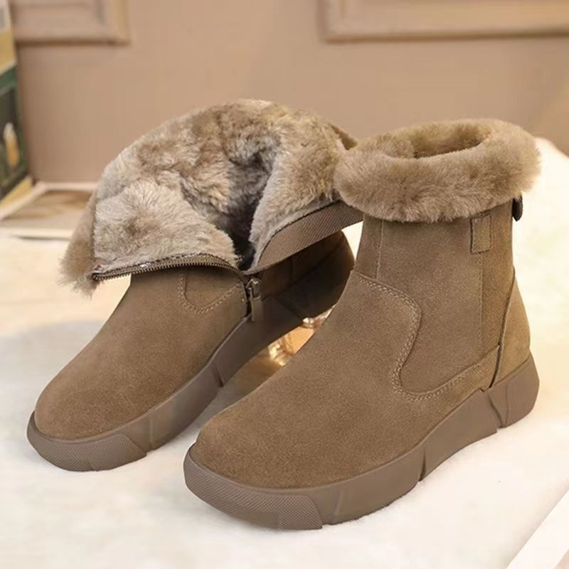 Women’s Flat Heel Warm Fleece-Lined Ankle Boots