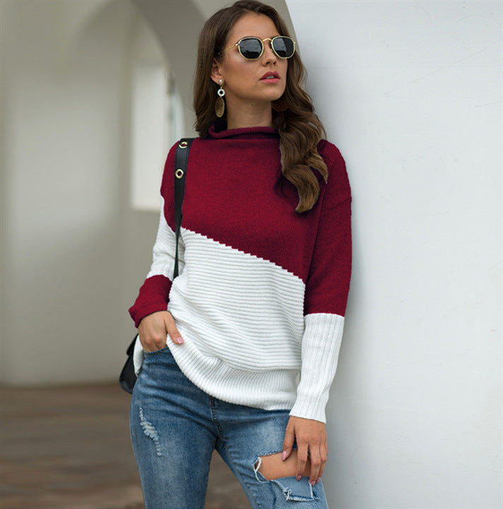 Women's Long Sleeve Colorblock Sweater in 4 Colors S-XL - Wazzi's Wear