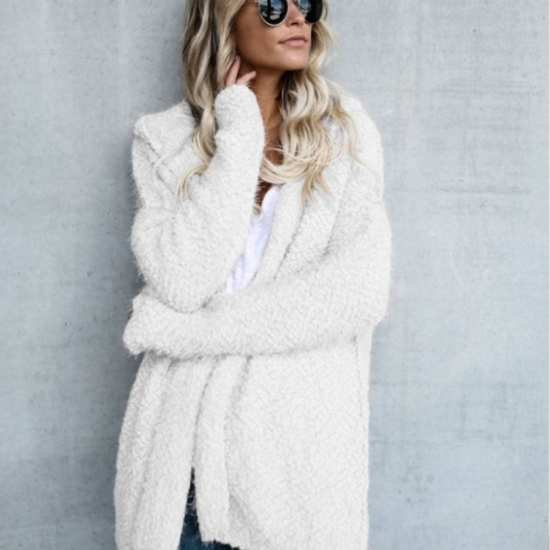 Women’s Long Sleeve Hooded Fleece Cardigan Jacket in 4 Colors S-5XL - Wazzi's Wear
