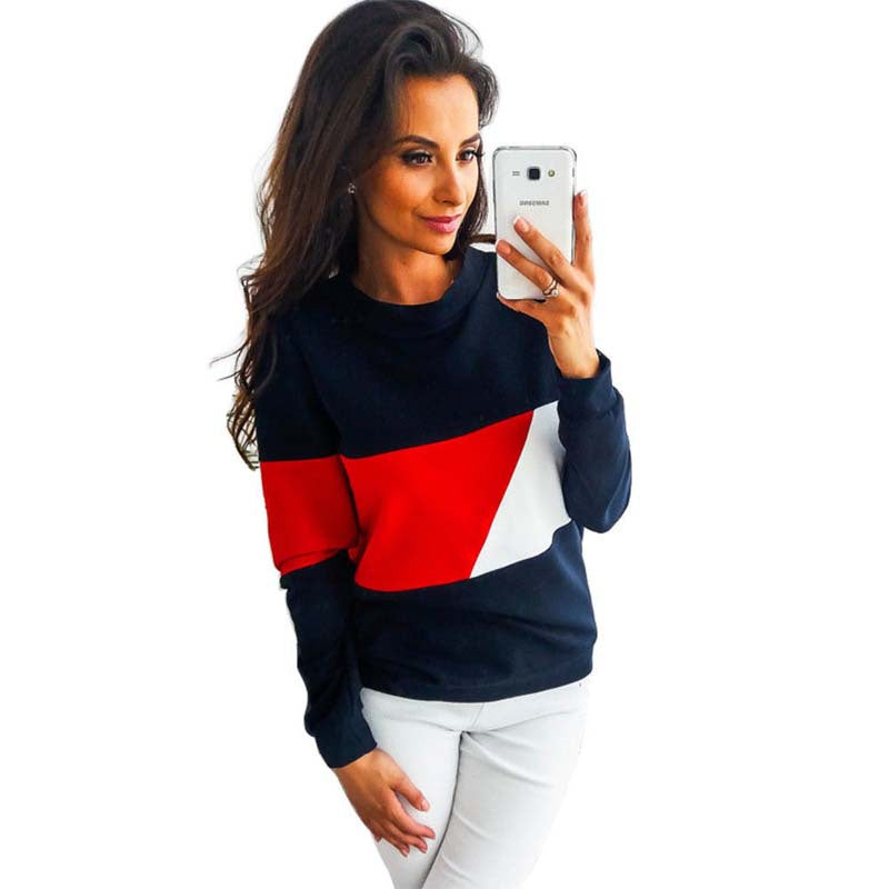 Women’s Round Neck Long Sleeve Colorblock Top in 4 Colors S-XXL - Wazzi's Wear