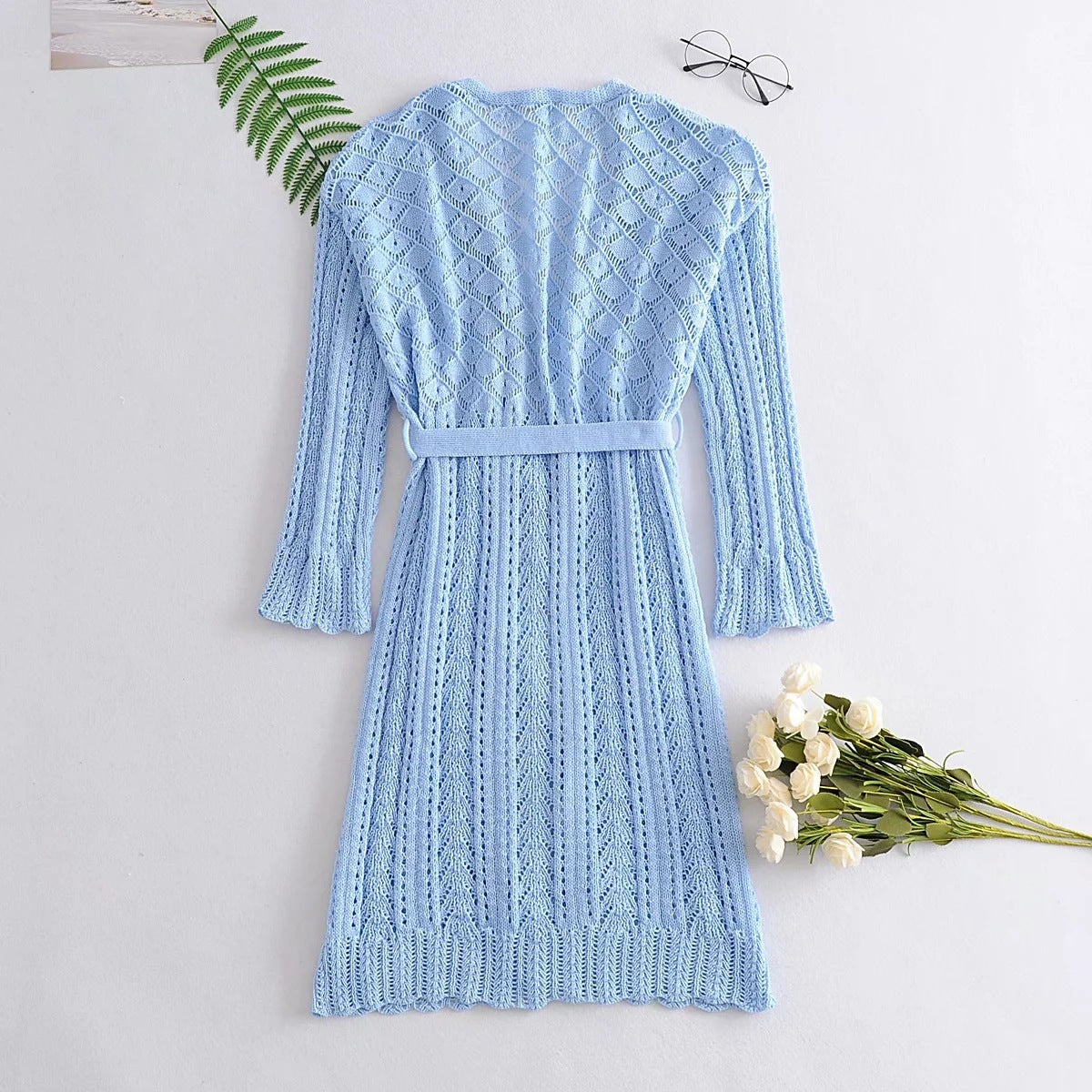 Long knit cardigan dress