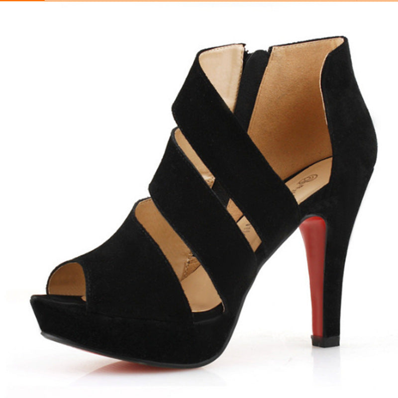 Women’s Black Suede Strappy Stilettos - Wazzi's Wear