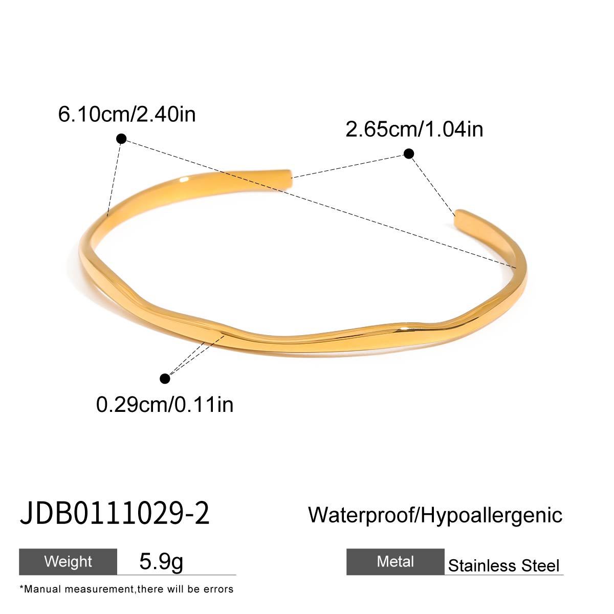 New INS Style Titanium Steel Bracelet For Women, 18K Gold Plated Stainless Steel, Fashion Trend Wavy Bangle Jewelry
