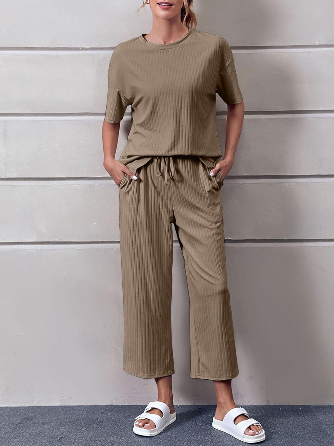 Short Sleeve Top with Cropped Pants Set