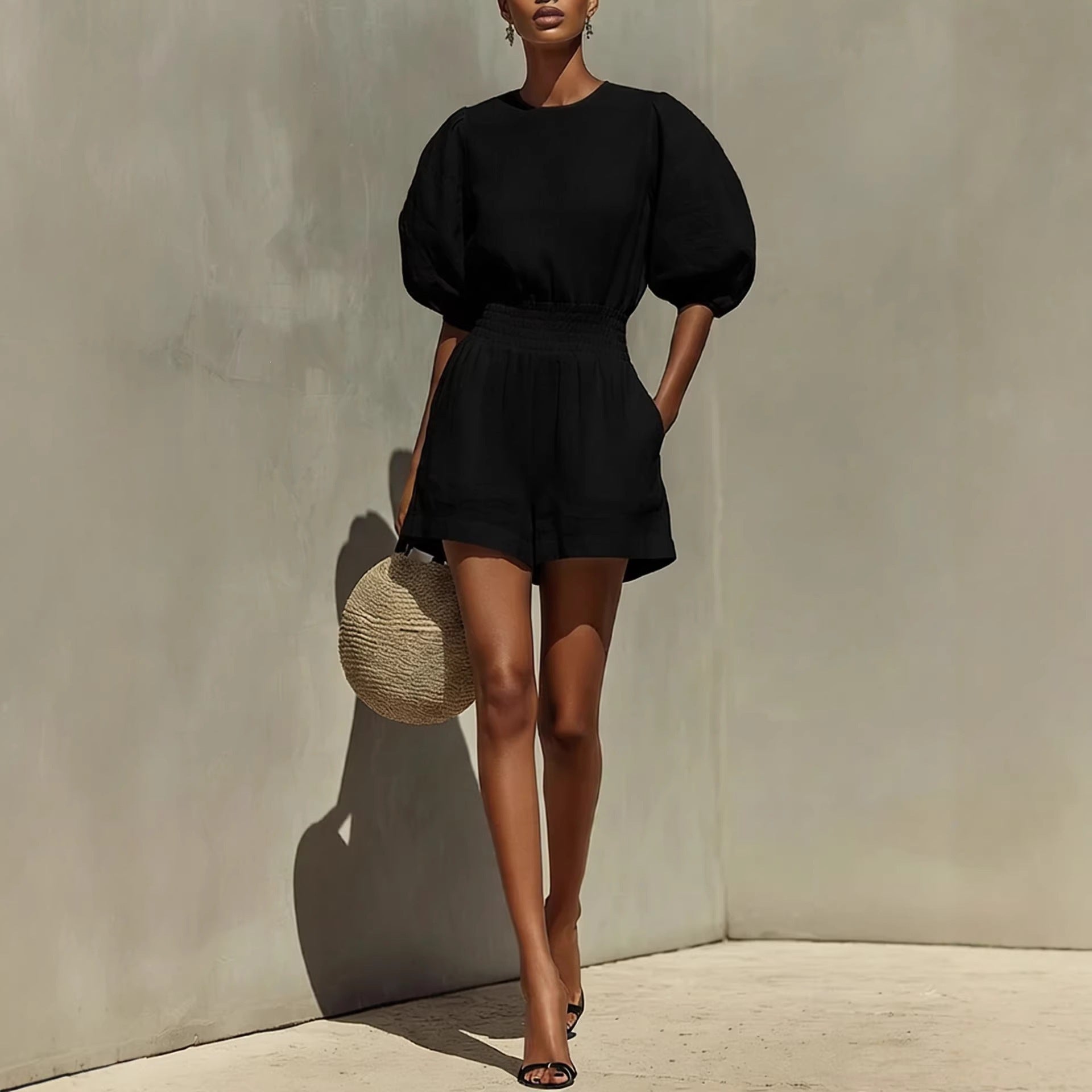Women's Puff-Sleeve Casual Fashionable Comfortable Set
