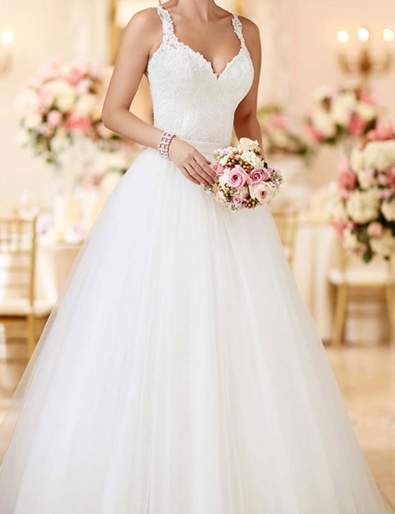 Women’s Wide Hem Floor-Length Wedding Dress with Removable Skirt