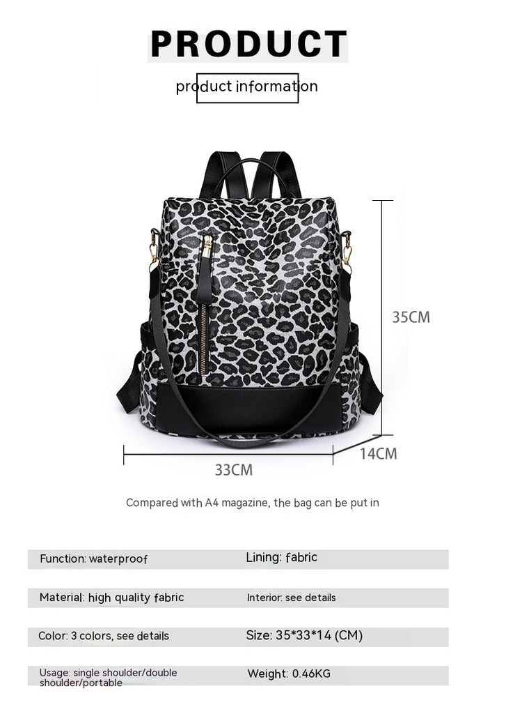 Women’s Waterproof Leopard Print Fashion Shoulder Bag Backpack