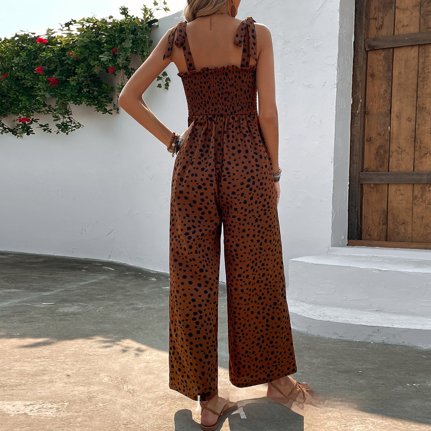 Women’s Polka Dot Sleeveless Wide Leg Jumpsuit with Pockets in 4 Colors S-XL