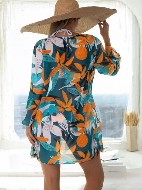 Women's Push Up Bikini with Matching Floral Kimono Three Piece Set