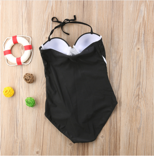 Women’s One-Piece Black and White Swimsuit S-XL - Wazzi's Wear