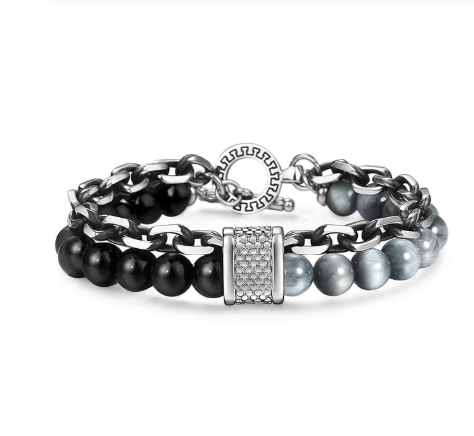 Stainless Steel Bracelet with Natural Stones - Wazzi's Wear