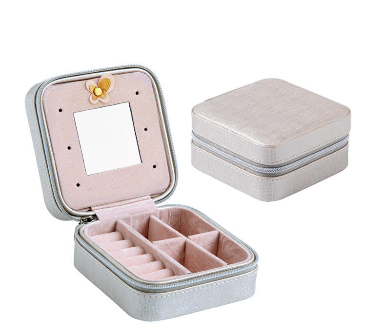 Portable Jewelry Box with Mirror in 4 Colors - Wazzi's Wear