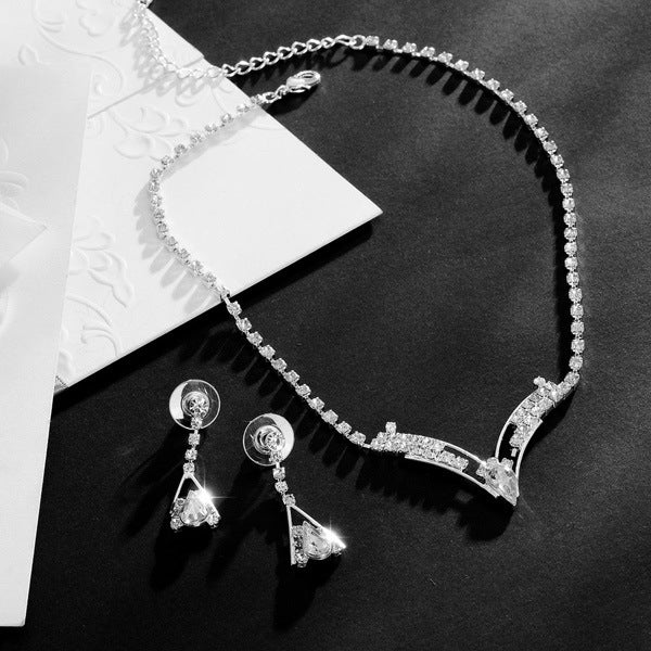 Women’s Silver Plated Water Drop Earrings and Necklace Set - Wazzi's Wear