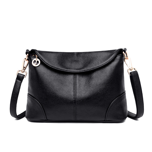 Women’s Leather Solid Colour Shoulder Bag with Zipper