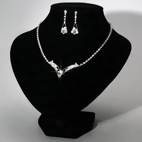 Women’s Silver Plated Water Drop Earrings and Necklace Set - Wazzi's Wear