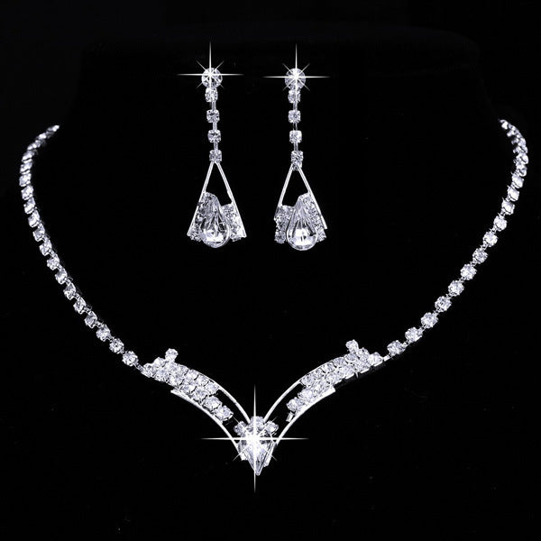 Women’s Silver Plated Water Drop Earrings and Necklace Set - Wazzi's Wear