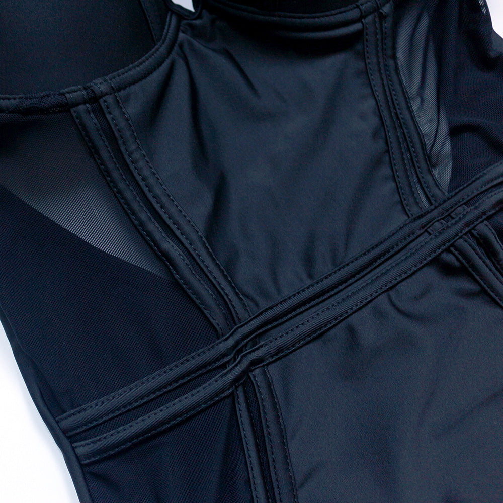 Women’s Black One Piece Swimsuit with Padding and Mesh Detail - Wazzi's Wear