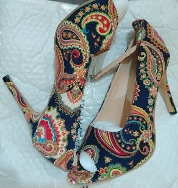 Women's High Heel Patterned Stilettos with Ankle Strap - Wazzi's Wear