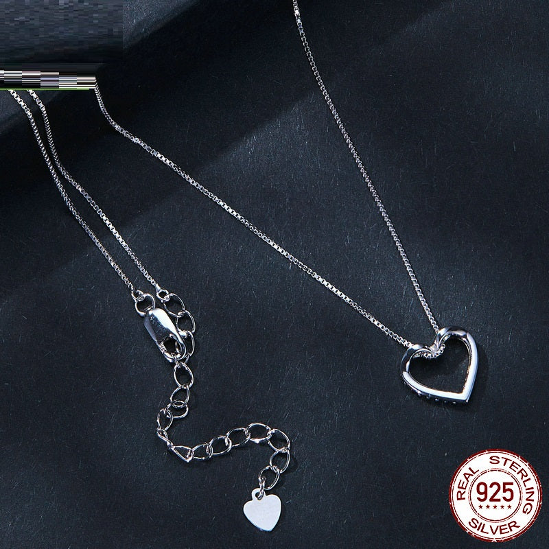 Sterling Silver Necklace with Heart-Shaped Moissanite Pendant - Wazzi's Wear