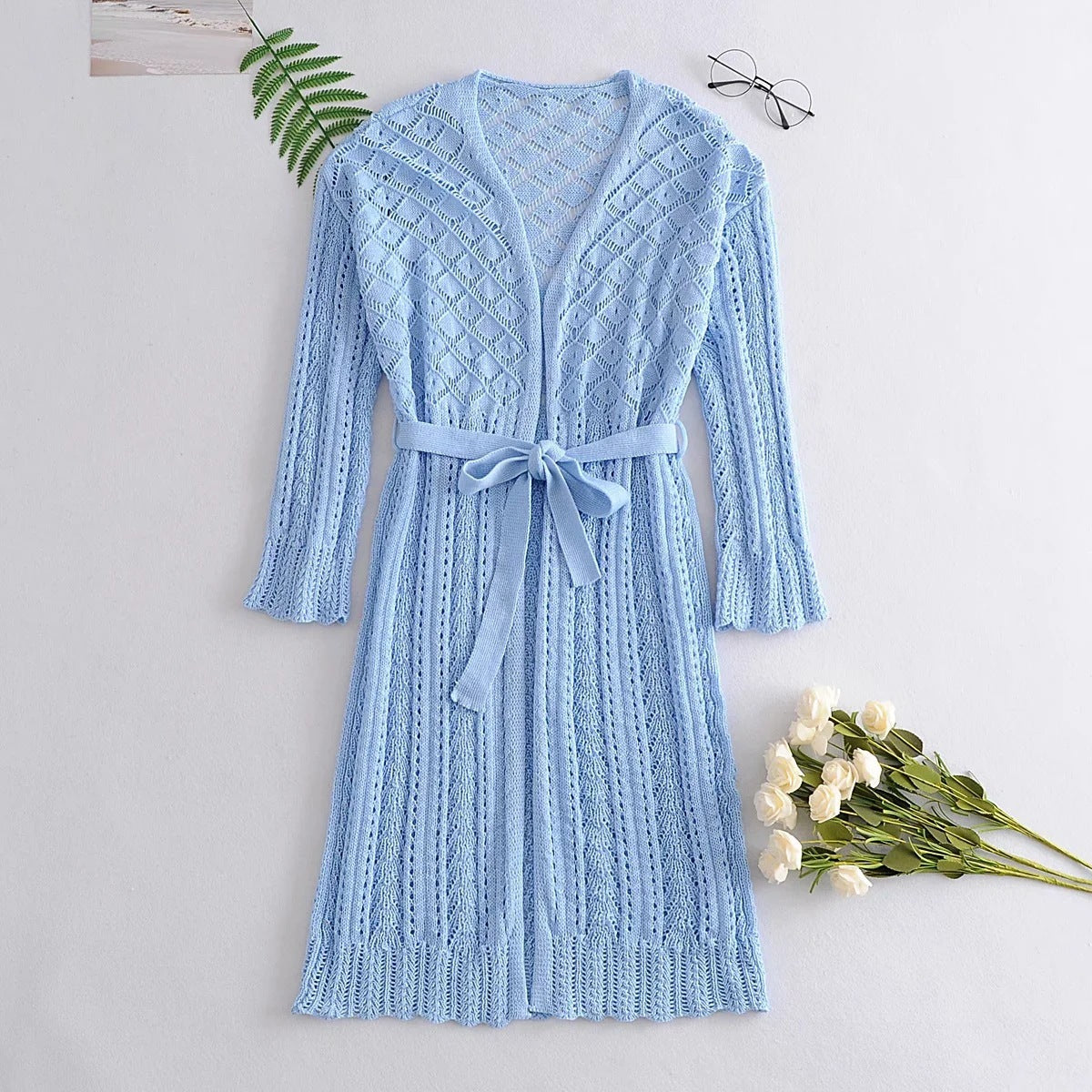 Long knit cardigan dress