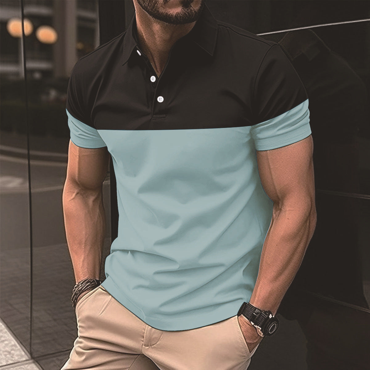 Men's Casual Colorblock Polo Shirt in 8 Colors S-XXXL - Wazzi's Wear