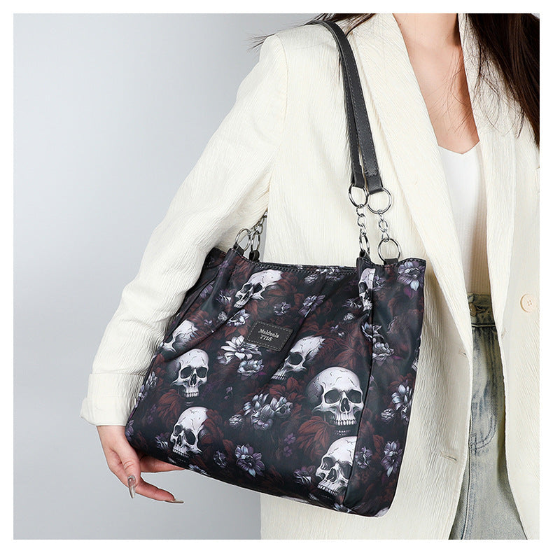 Women's Large Capacity Skull Print Shoulder Bag