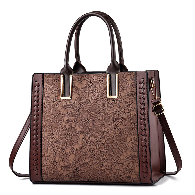 Elegant Flower Embossed Shoulder Bag