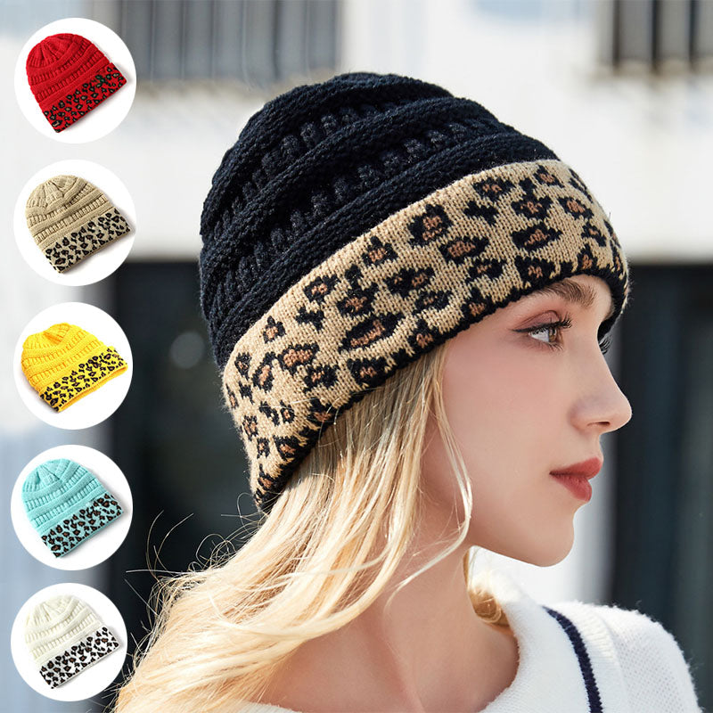 Women's Leopard Print Knit Beanie in 10 Colors - Wazzi's Wear