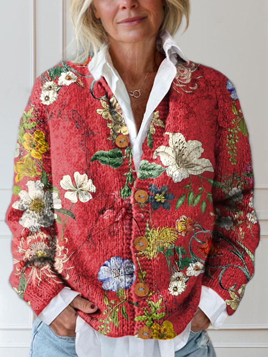 3d Women's Printed Wear Cardigan Knitted Coat