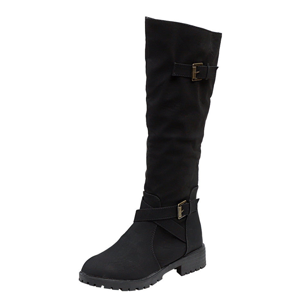 Women’s Knee Length Knight Boots with Low Square Heel in 3 Colors - Wazzi's Wear