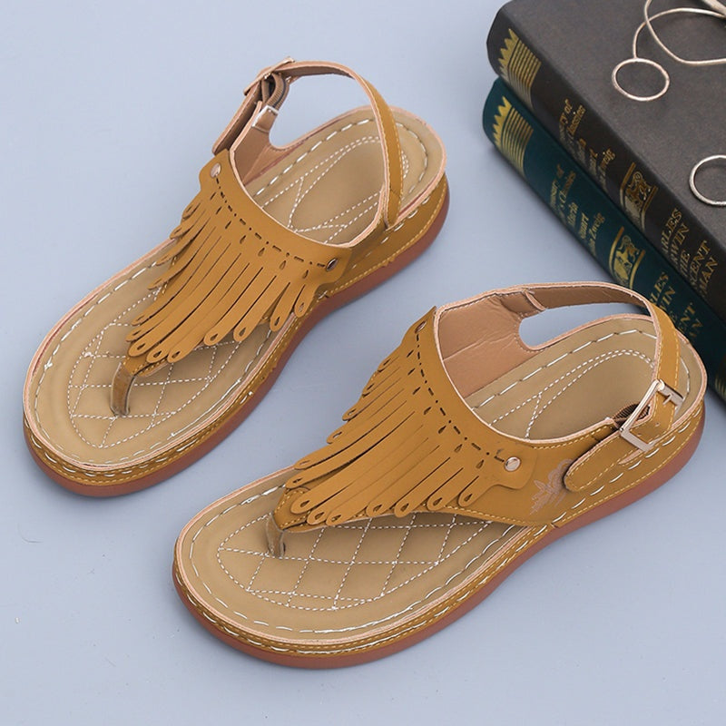 Women's Fringed Roman Thong Sandals in 5 Colors - Wazzi's Wear