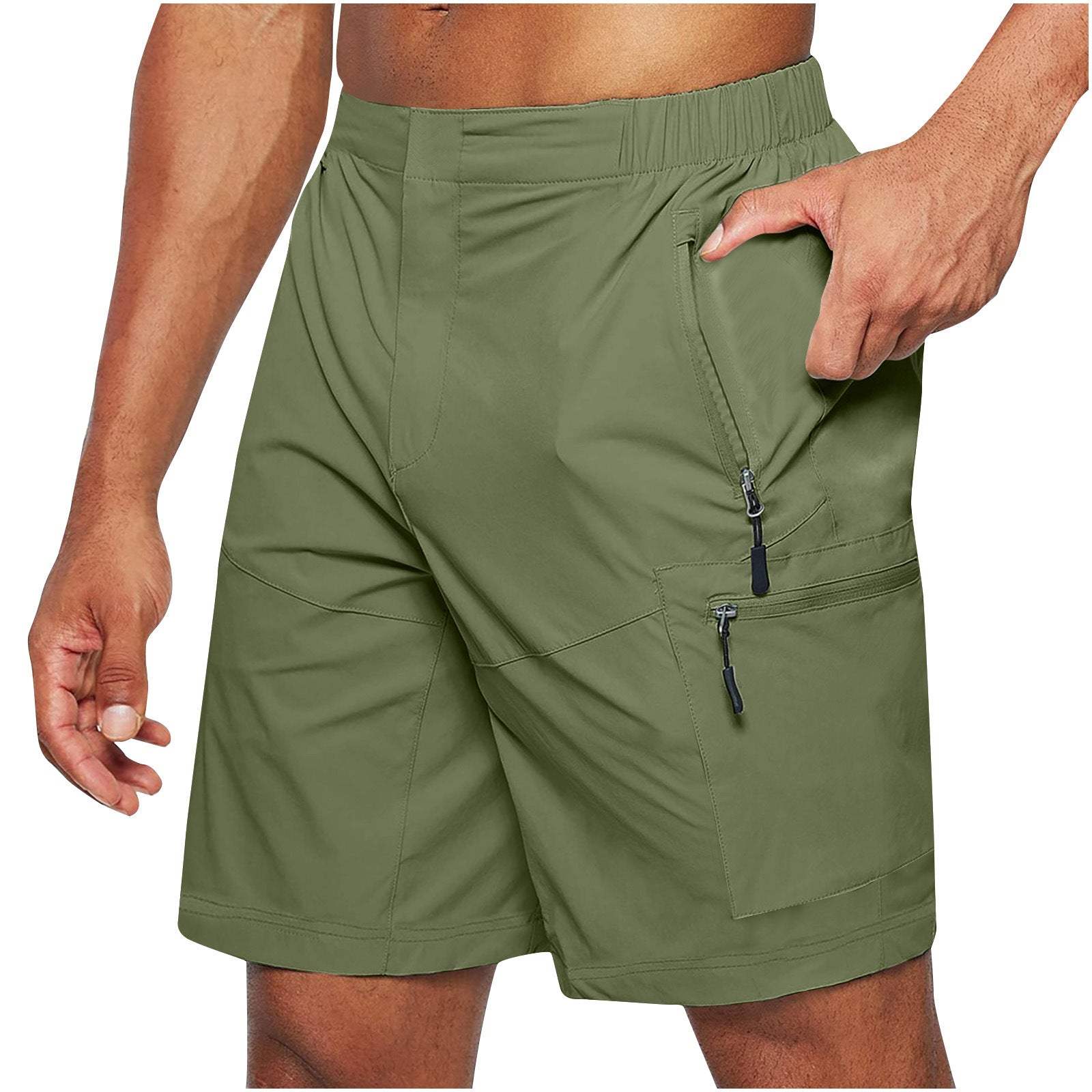 Men'S Casual Elastic Waist Strap Summer Shorts Casual Fit Fashion Outdoor Long Shorts For Men Knee-Length Straight Leg Pants Shorts