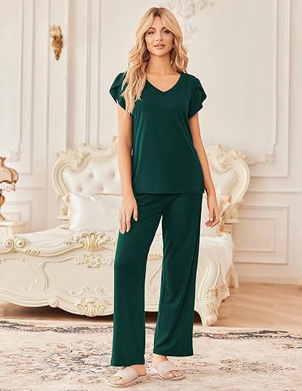Women's Home Wear Short-Sleeve Long-Pants Printed Set
