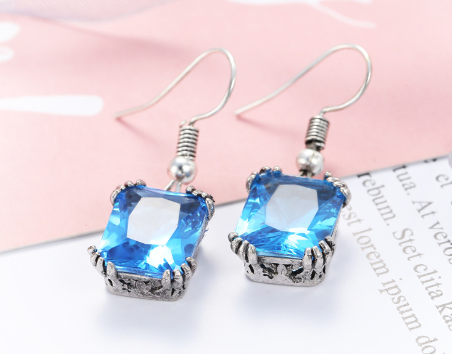 Natural Stone Gemstone Drop Earrings in 4 Colors - Wazzi's Wear