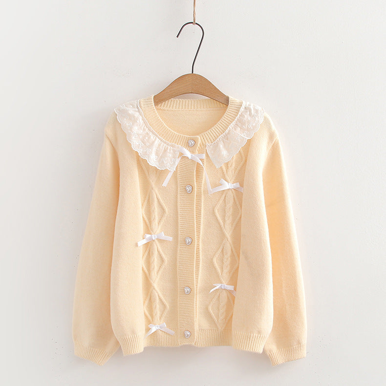 Bow Lace Trim Patchwork Top Women