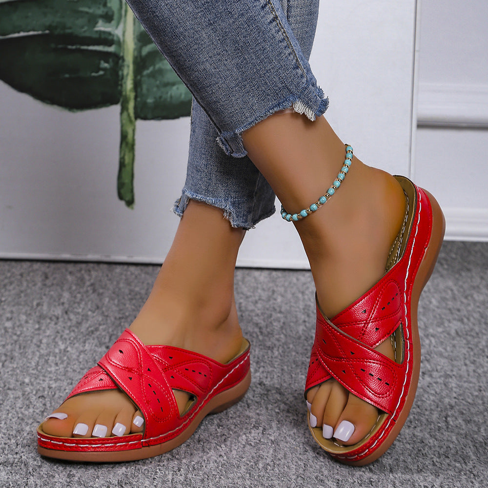 Women’s Cross-Strap Flat Heel Sandals in 5 Colors