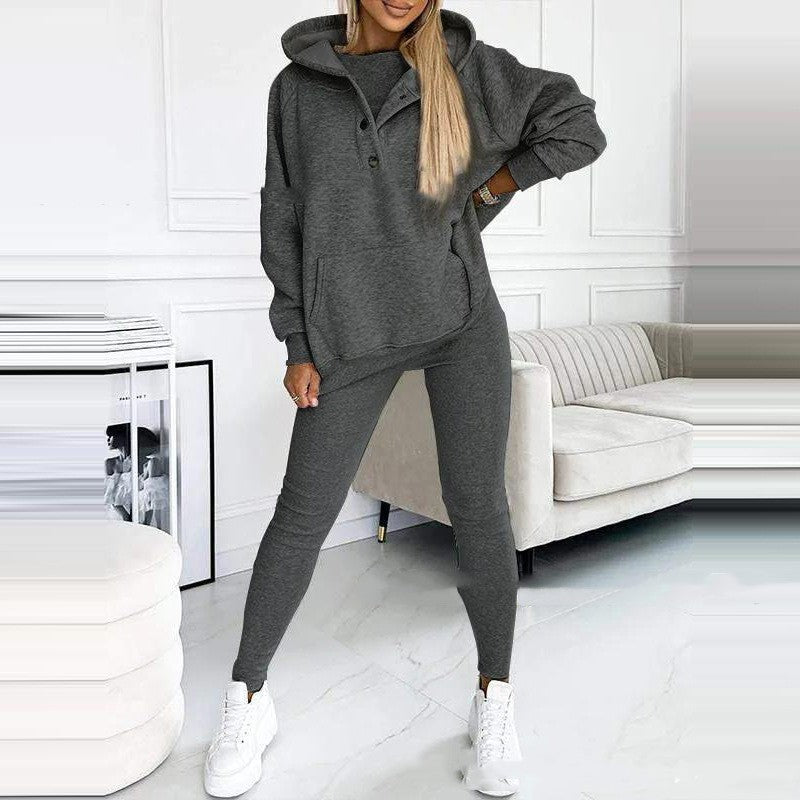 Women’s Hoodie, Legging, and Tank Top Three Piece Sports Set