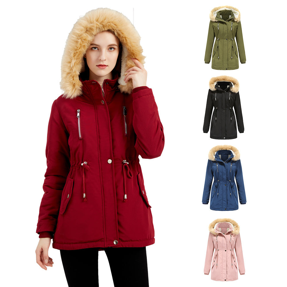 Women’s Fleece Winter Coat with Detachable Hood in 5 Colors S-5XL - Wazzi's Wear