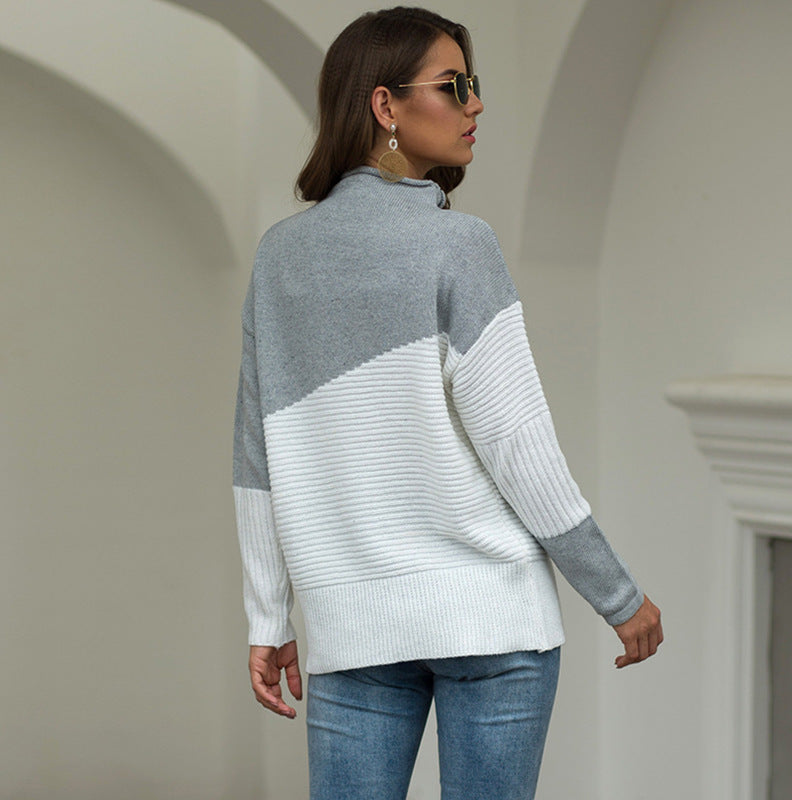 Women's Long Sleeve Colorblock Sweater in 4 Colors S-XL - Wazzi's Wear