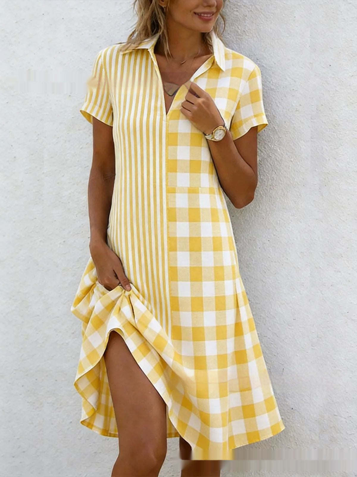 Bohemian 3D Printed V-Neck Short-Sleeve Maxi Dress