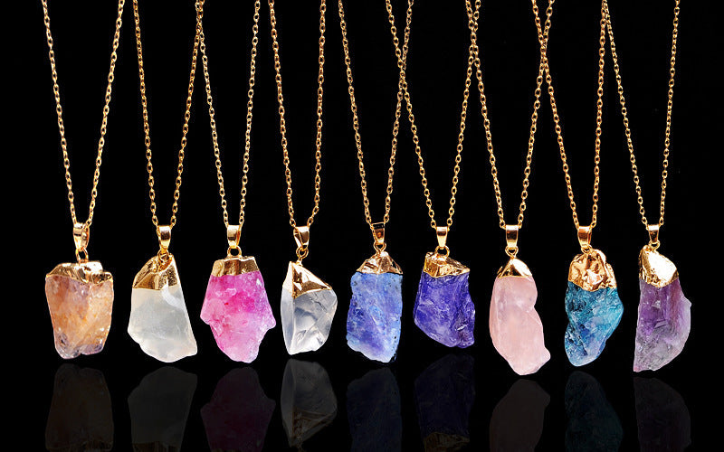 Necklace with Crystal Pendant in 9 Colors - Wazzi's Wear