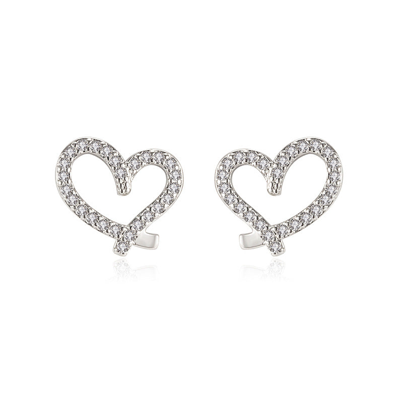 Women’s White Gold Heart Shaped Earrings - Wazzi's Wear