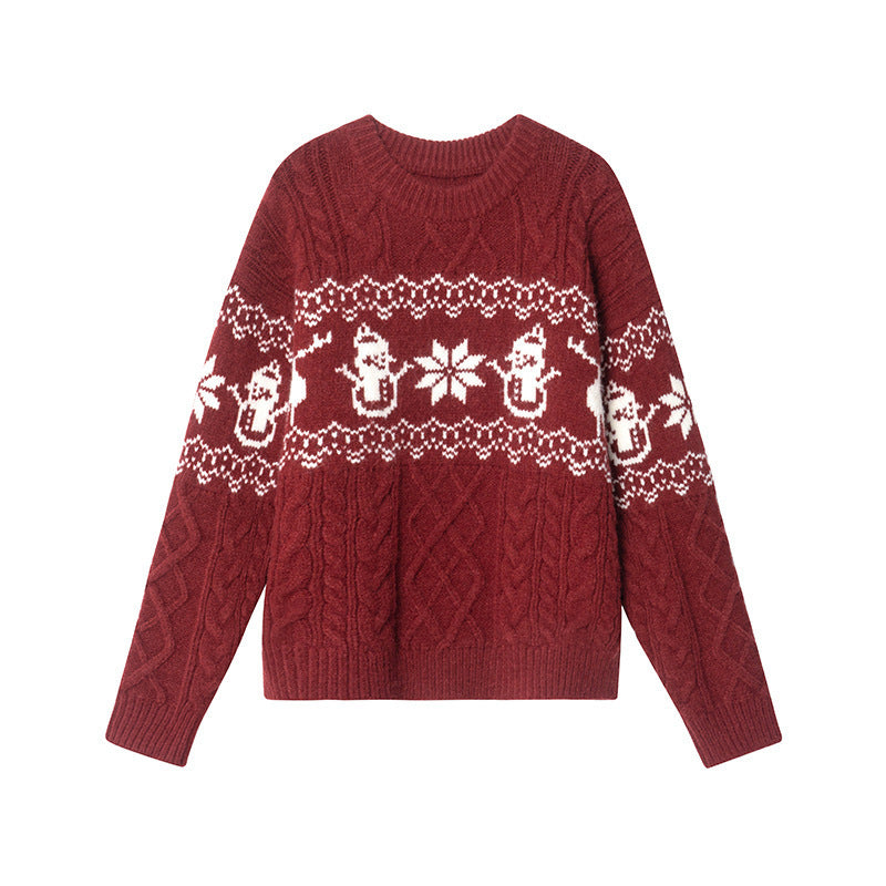 New Loose Christmas Jacquard Geometric Sweater