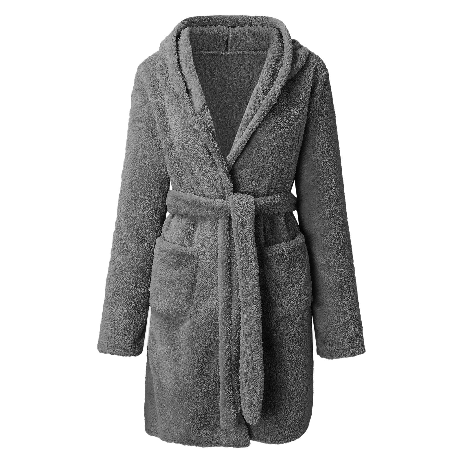 Women’s Plush Long Sleeve Housecoat with Waist Tie in 10 Colors S-XXL - Wazzi's Wear