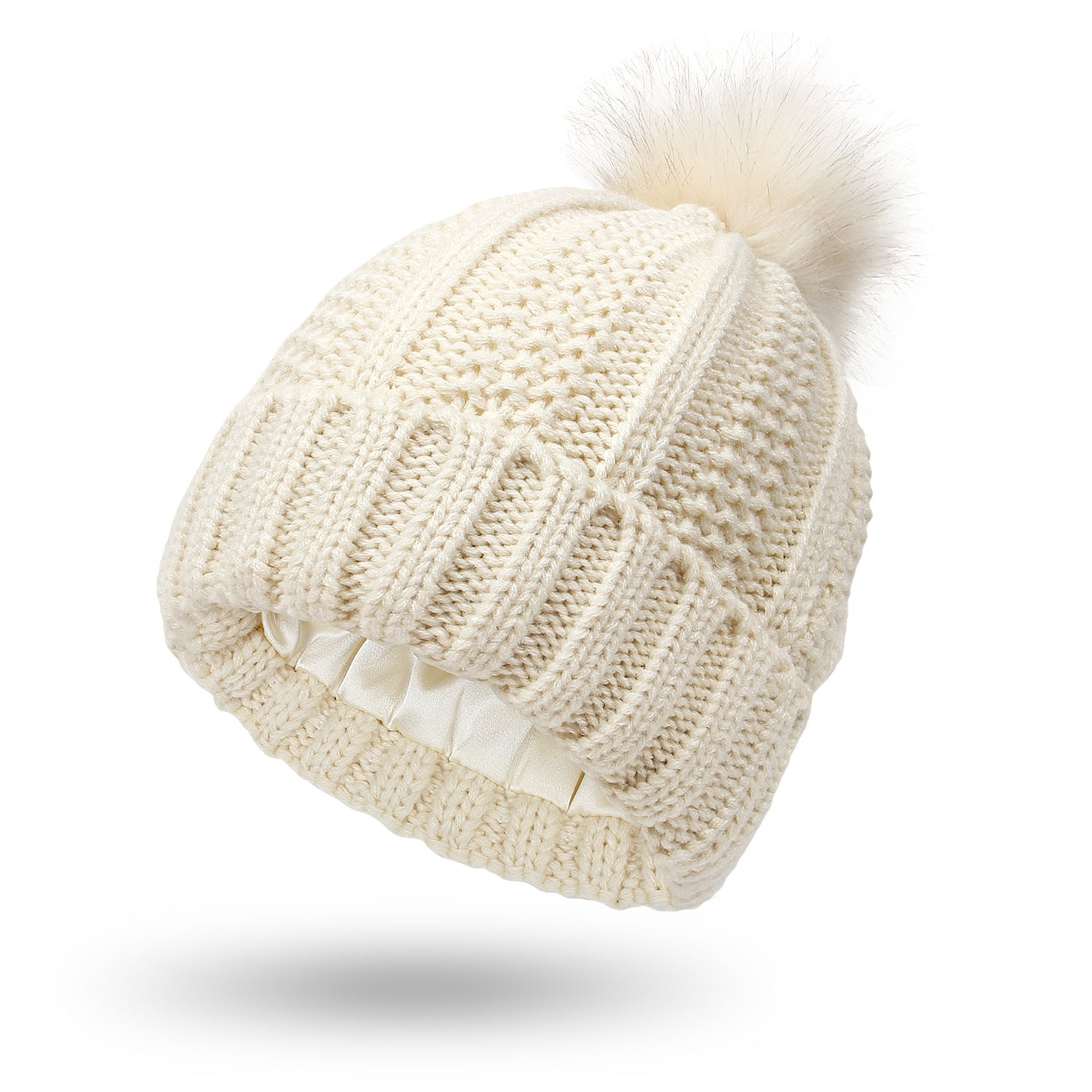 Women’s Knit Toque with Satin Lining and Pom Pom in 8 Colors - Wazzi's Wear