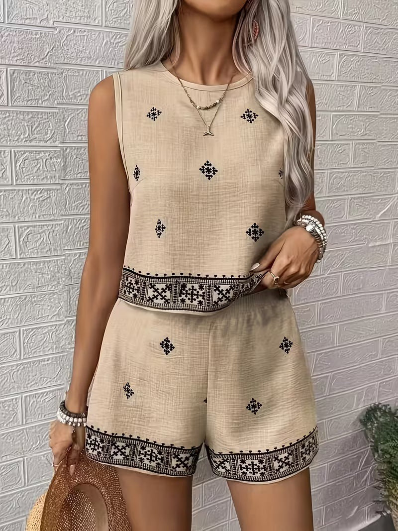 Womens Tank Top And Shorts Two-piece Set