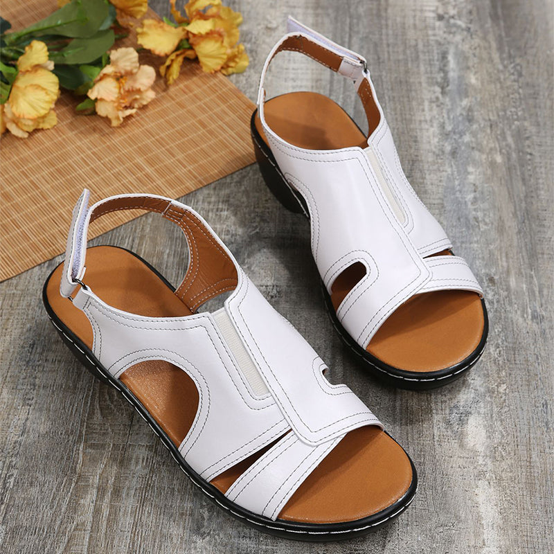 Women’s Chunky Heel Sandals with Velcro Ankle Strap in 5 Colors - Wazzi's Wear