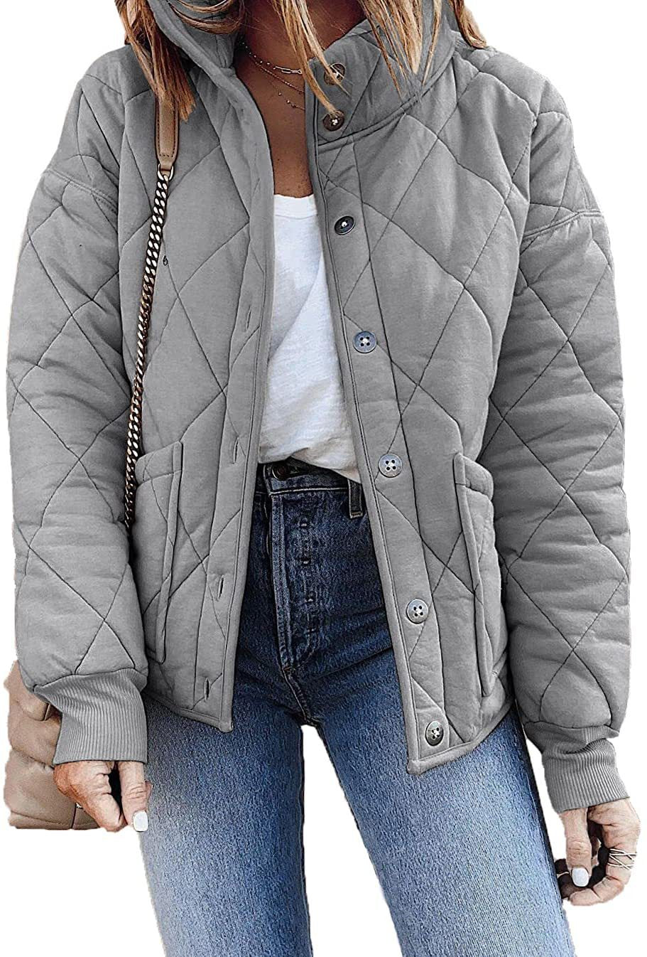 Women's Long Sleeve Quilted Jacket with Pockets