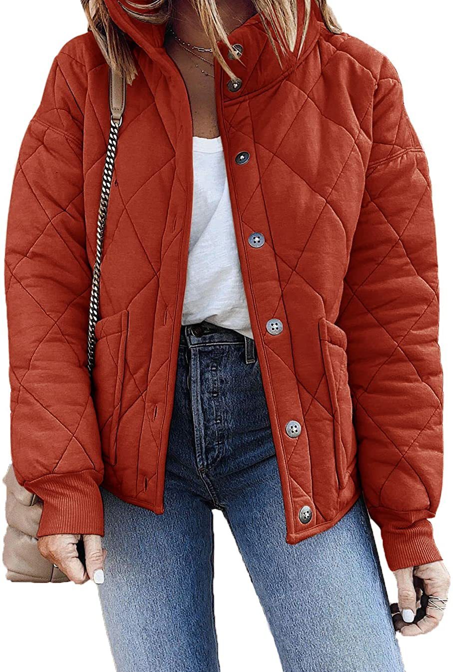 Women's Long Sleeve Quilted Jacket with Pockets