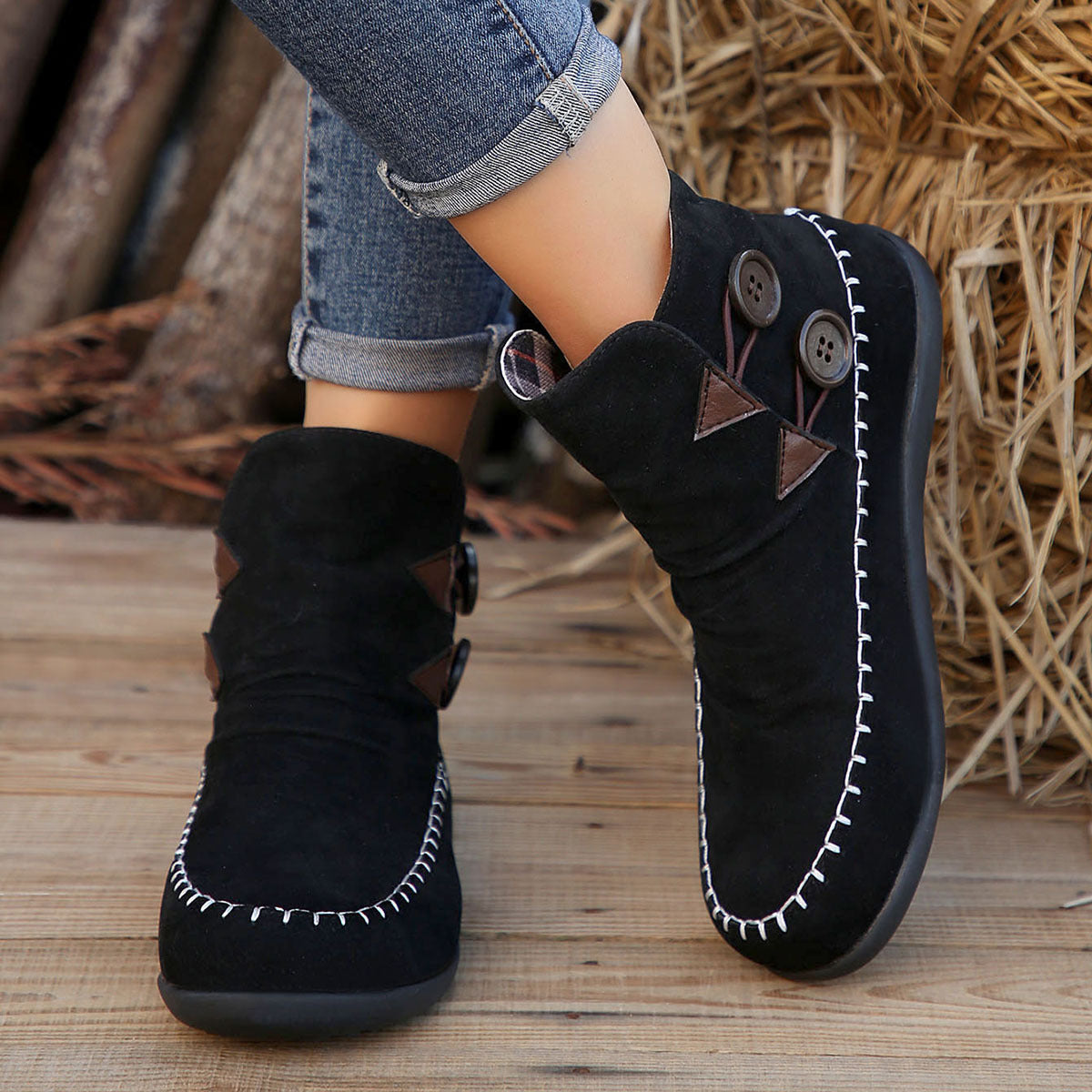 Ankle Boots Women s Flat Sole Moccasin Style Slip On Ankle Boots Wazzi s Wear